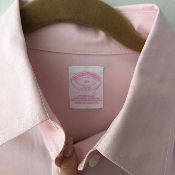 Brooks Brothers Button Down Stretch Pink Shirt 10 - Picture 3 of 5